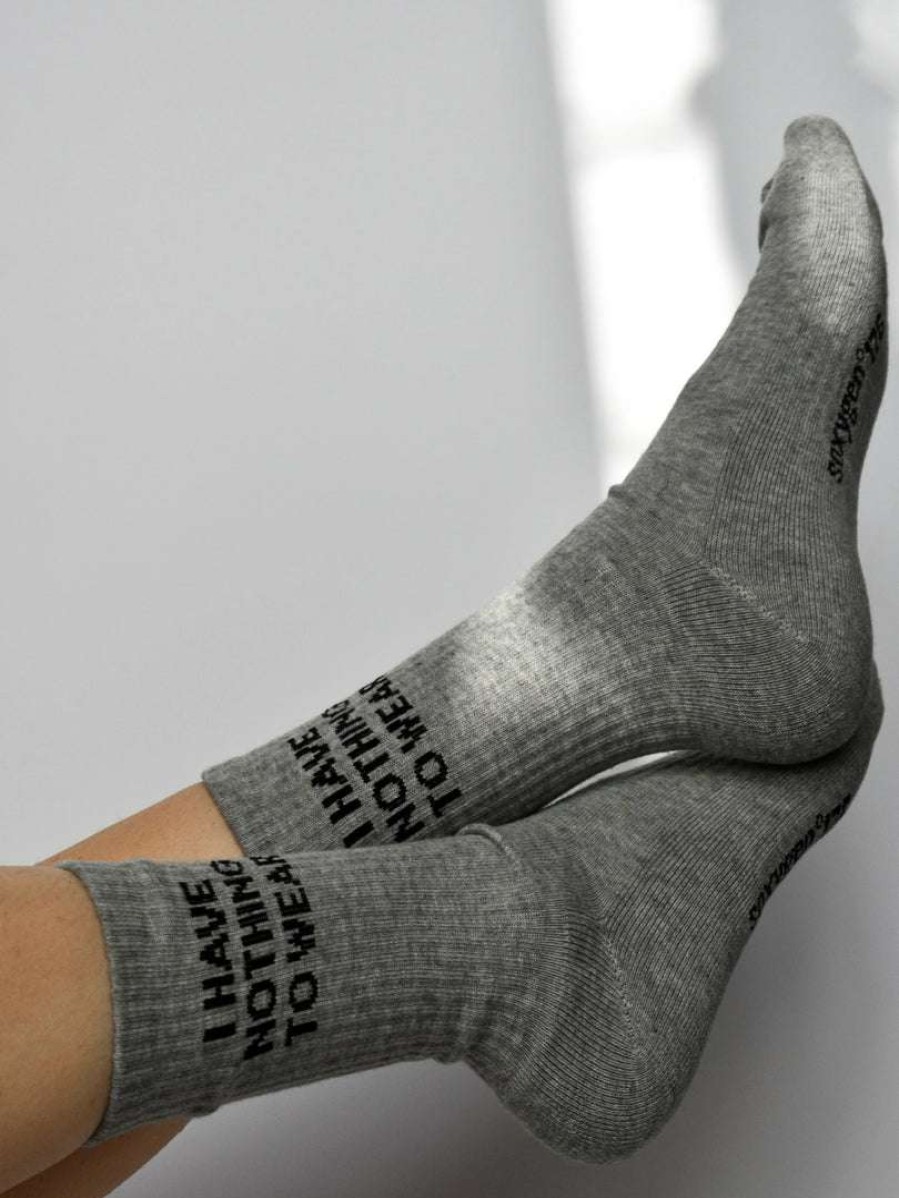 Accessories * | Soxygen Accessories Unisex Grey 'I Have Nothing To Wear' Classic Socks