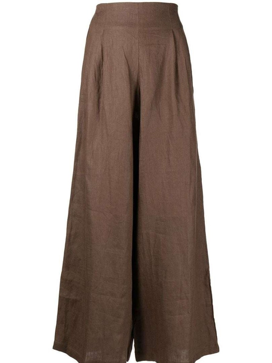 Clothing * | Faithfull The Brand Brown 'Malta' Wide Leg Trousers