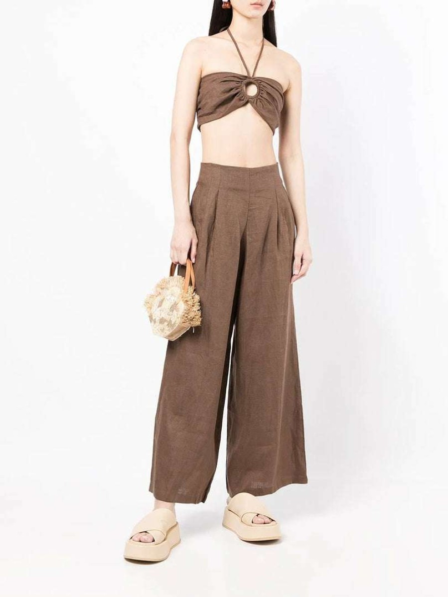 Clothing * | Faithfull The Brand Brown 'Malta' Wide Leg Trousers