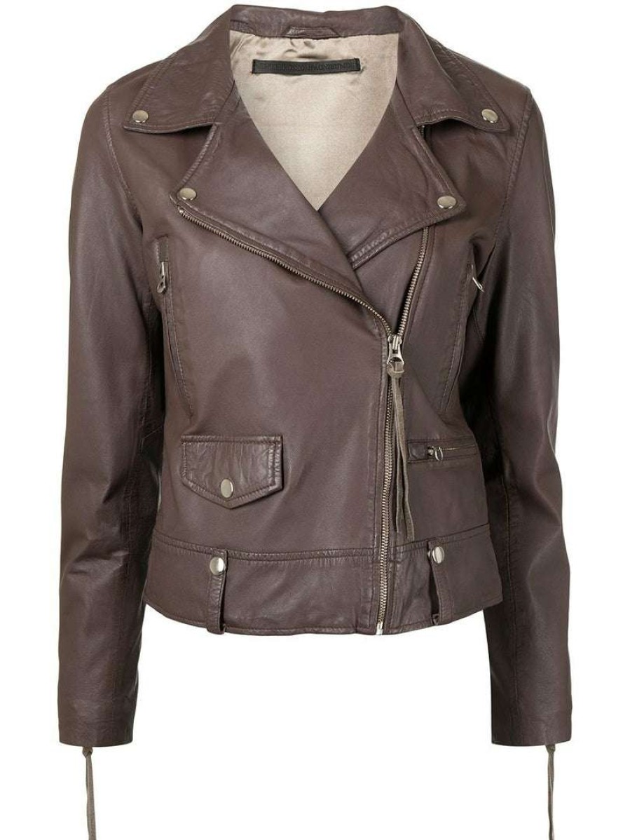 Clothing * | Mdk Brown 'Seattle Thin Leather Jacket' Clothing