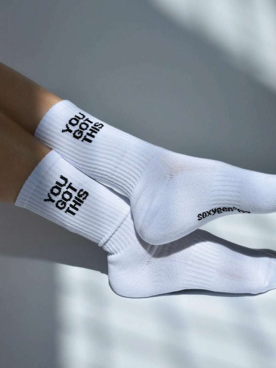 Accessories * | Soxygen Unisex White 'You Got This' Classic Socks Accessories