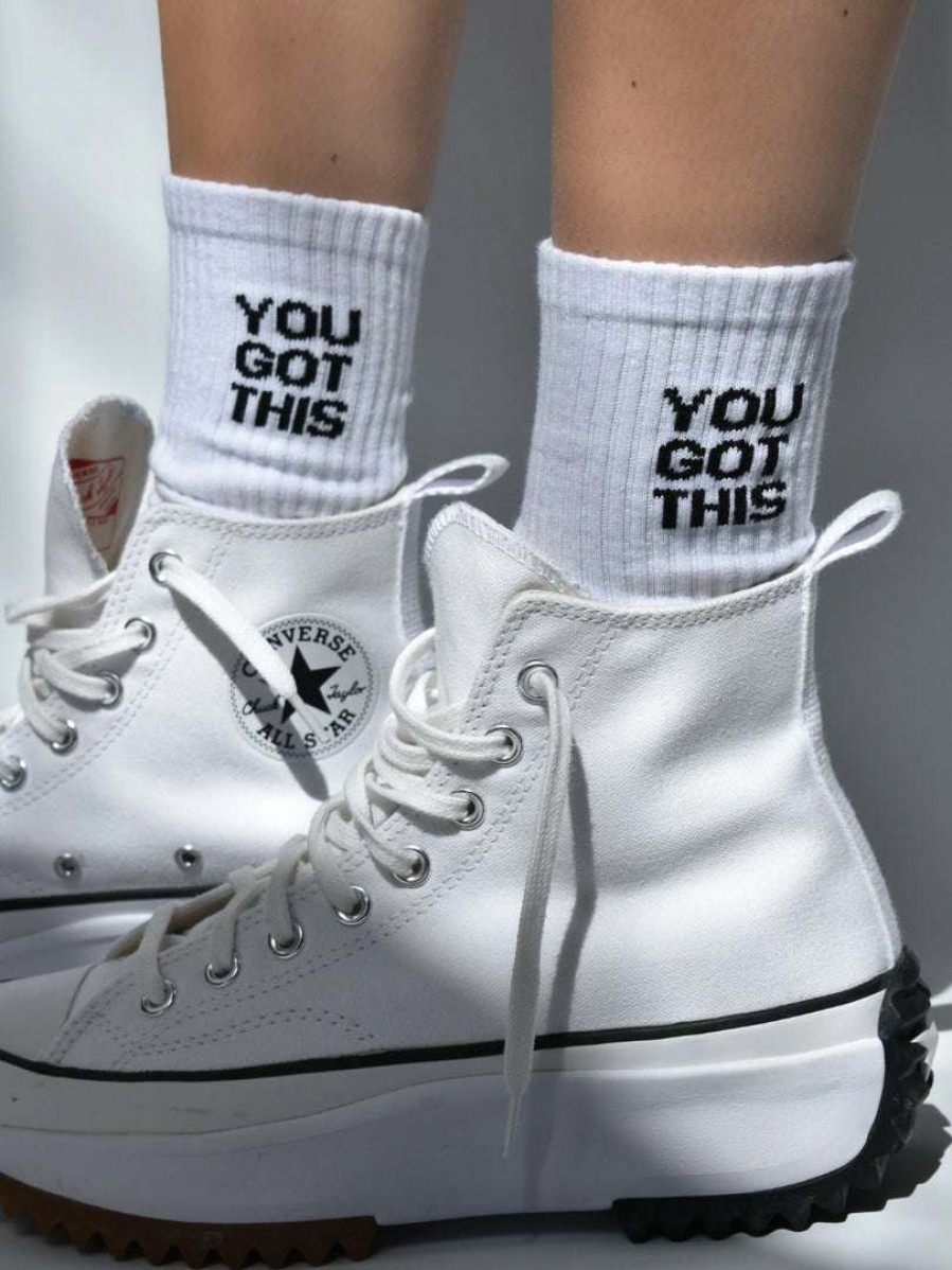 Accessories * | Soxygen Unisex White 'You Got This' Classic Socks Accessories