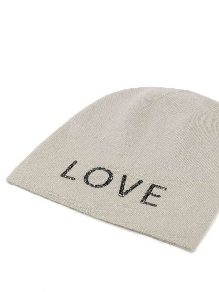 Accessories * | Warm Me Accessories Light Grey 'Damian Love Black Crystal Hat'