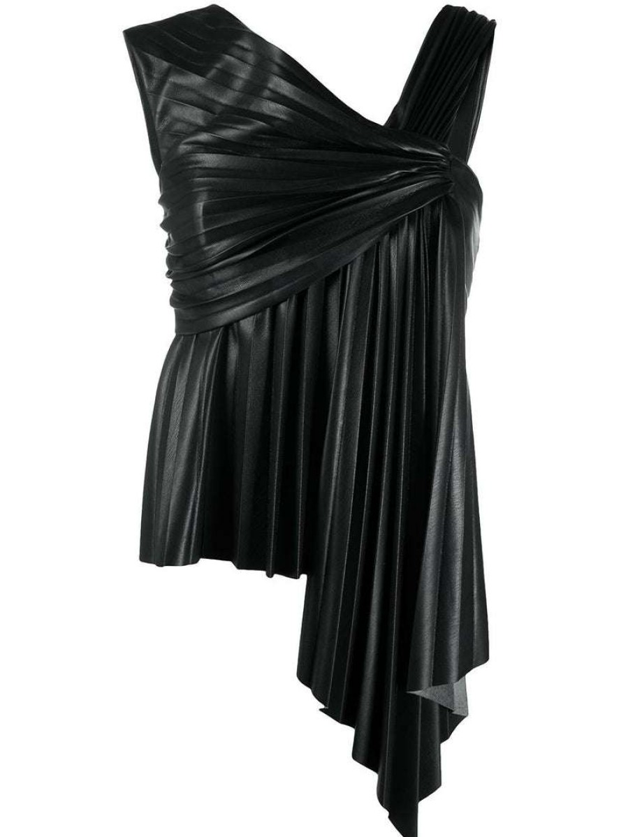 Clothing * | Nanushka 'Adrie' Pleated Vegan Leather Top Clothing