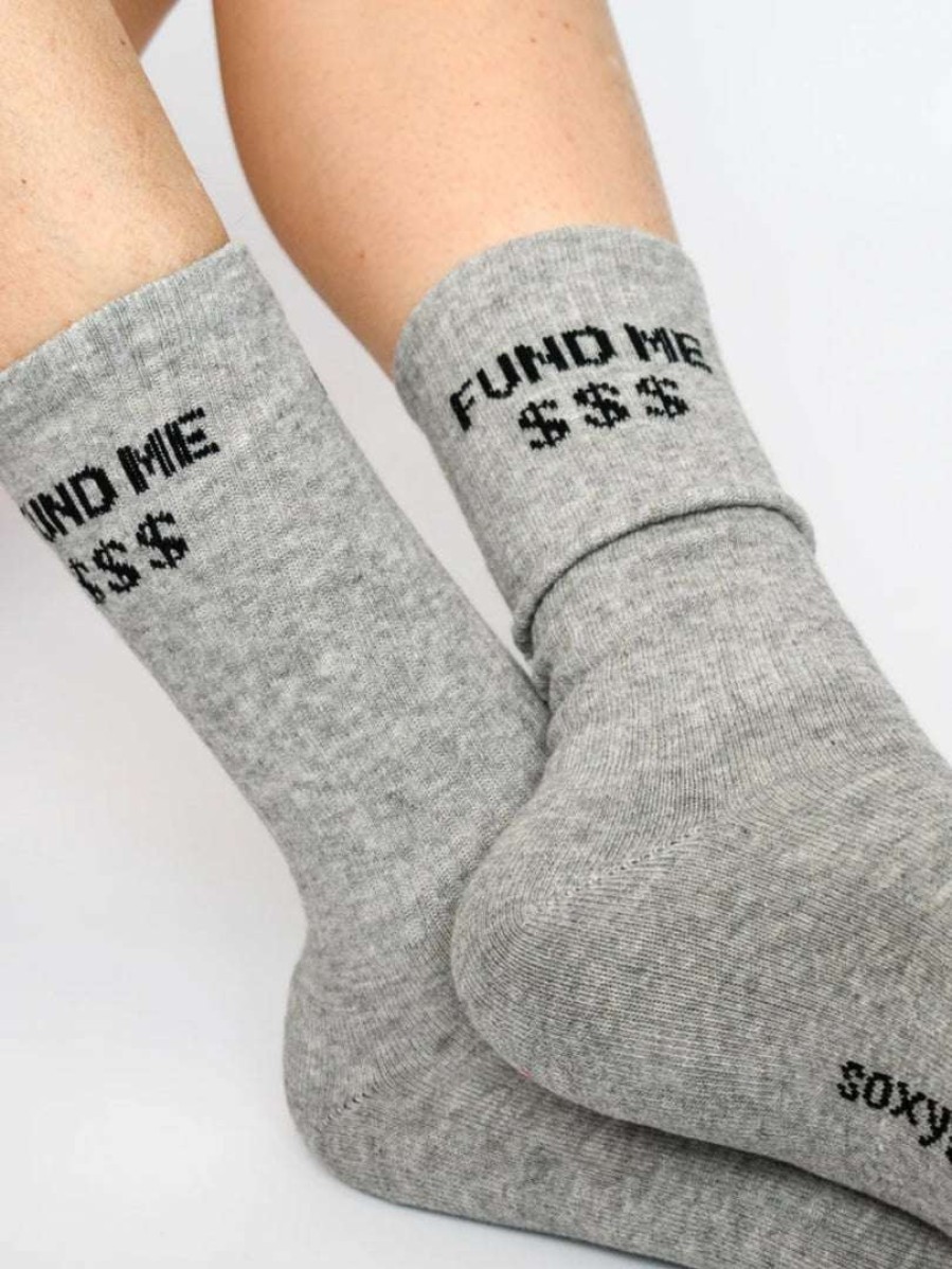 Accessories * | Soxygen Unisex Grey 'Fund Me' Classic Socks