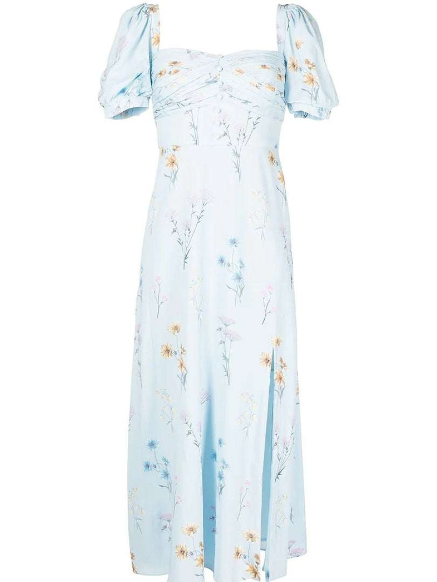 Clothing * | Self Portrait Clothing 'Floral Watercolour Stretch Crepe Midi Dress'