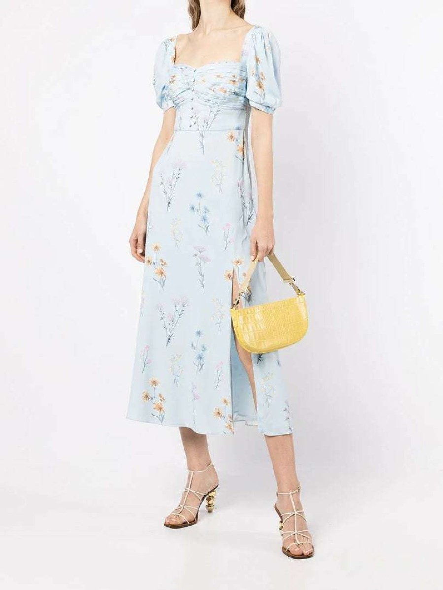 Clothing * | Self Portrait Clothing 'Floral Watercolour Stretch Crepe Midi Dress'