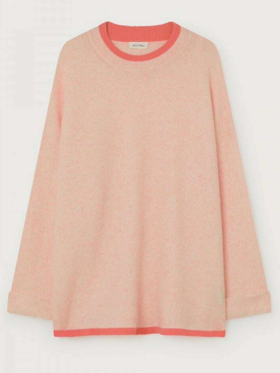 Clothing * | American Vintage Light Pink Oversized 'Damsville' Tonal Sweater