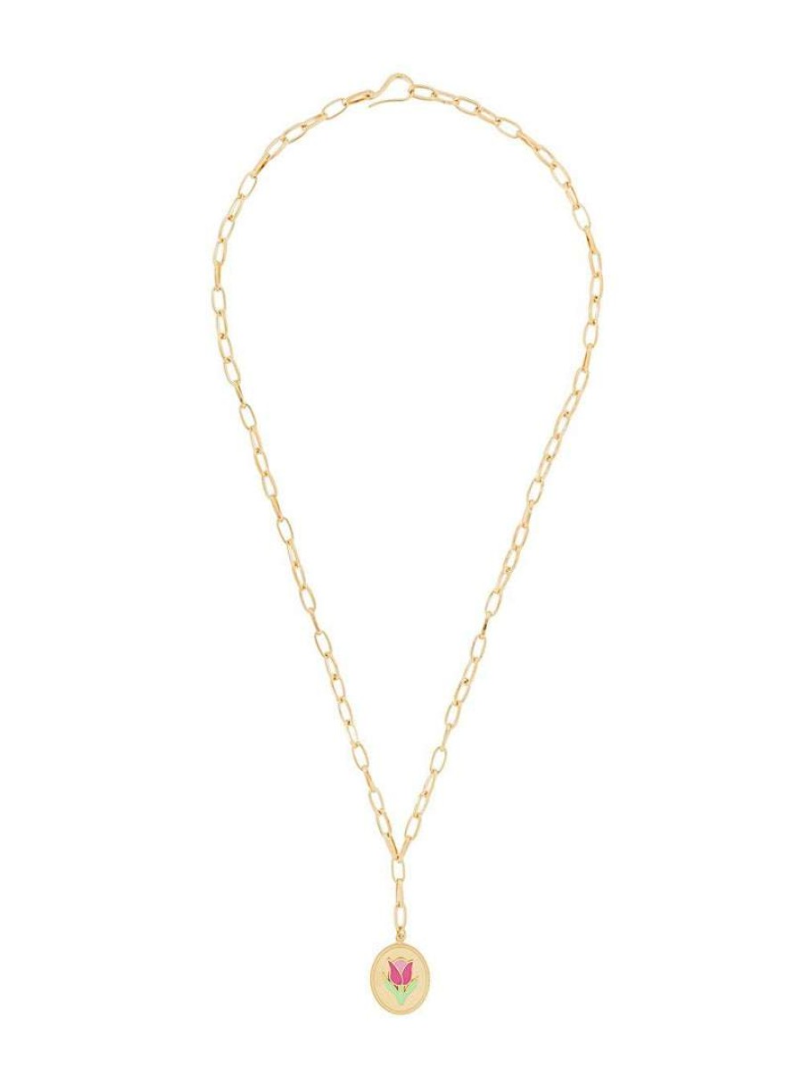 Accessories * | Wilhelmina Garcia Accessories 'Pink Tulip Chain Necklace'