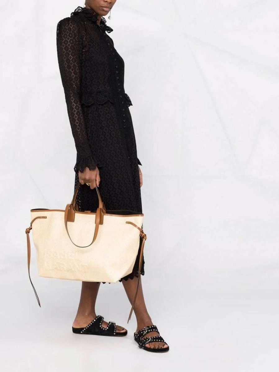 Bags * | Isabel Marant Bags 'Wydra' Oversized Embossed Logo Woven Bag