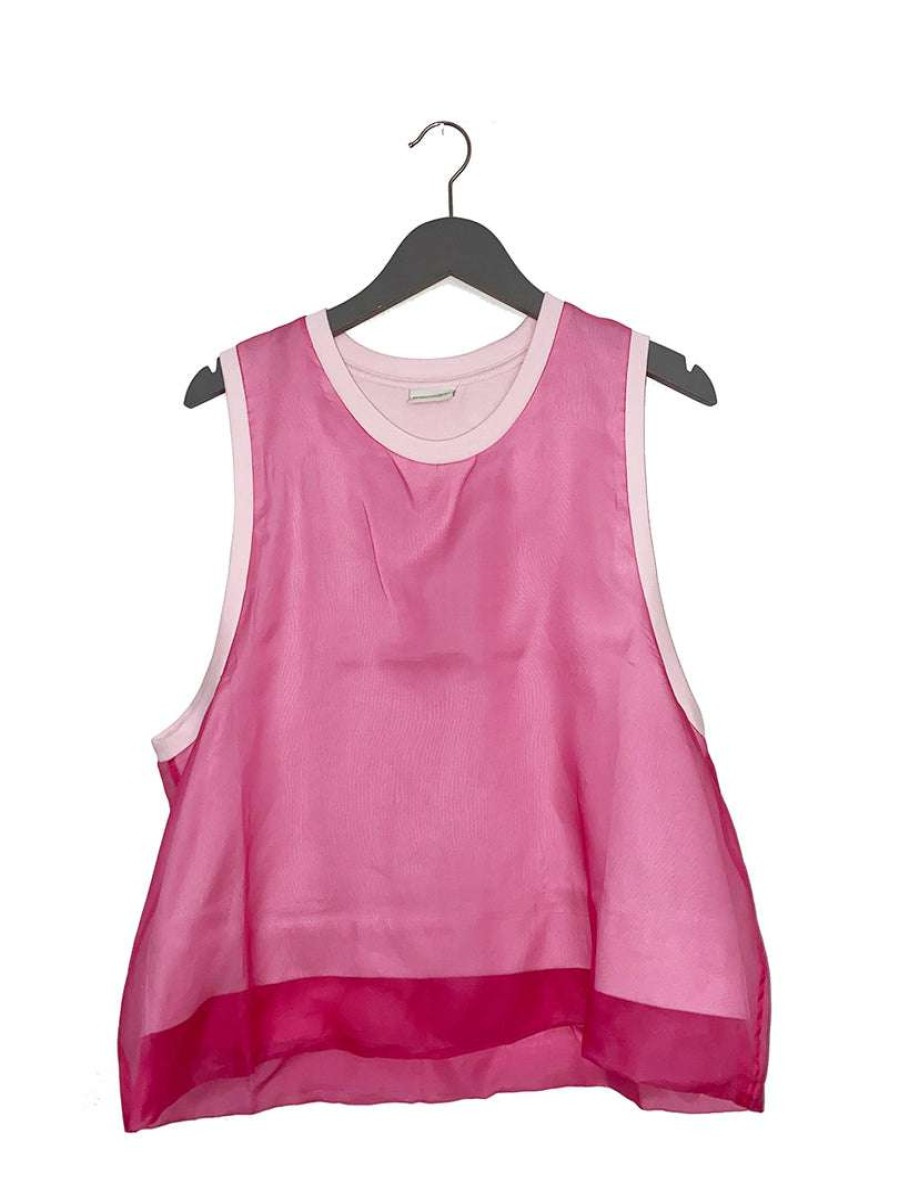 Clothing * | Dries Van Noten Clothing Pink 'Hanato' Sheer Tank Top