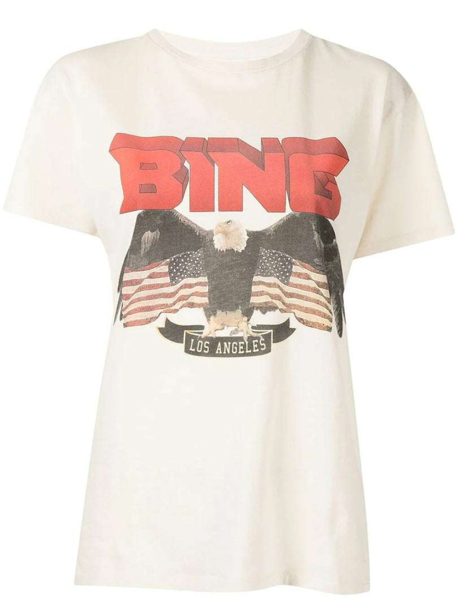 Clothing * | Anine Bing Beige 'Vintage Bing Eagle T-Shirt'