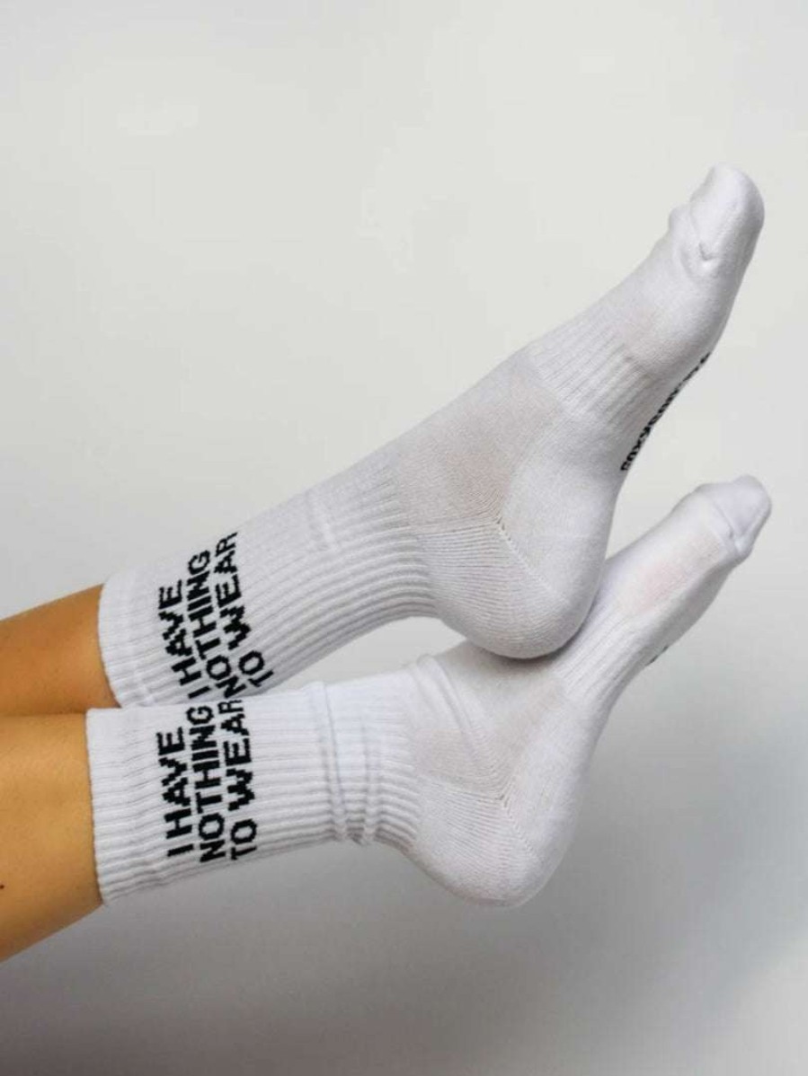 Accessories * | Soxygen Unisex White 'I Have Nothing To Wear' Classic Socks Accessories