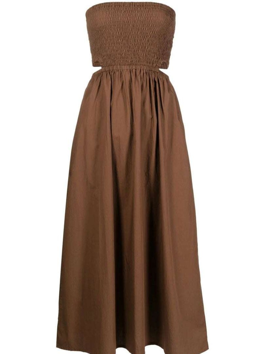 Clothing * | Faithfull The Brand New In Brown 'Deva' Strapless Dress