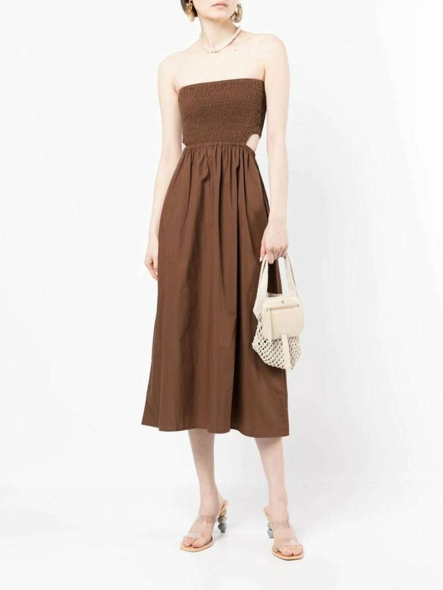 Clothing * | Faithfull The Brand New In Brown 'Deva' Strapless Dress