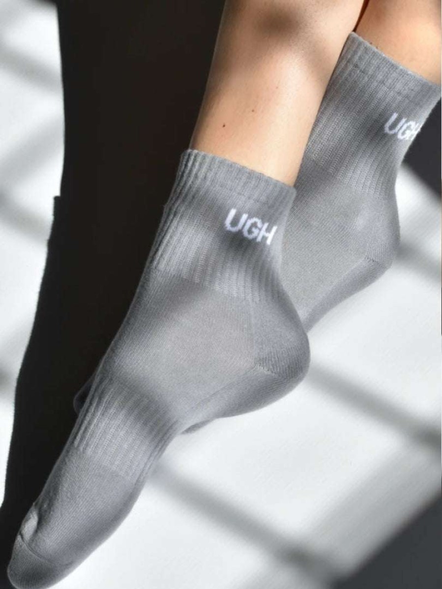 Accessories * | Soxygen Unisex Grey 'Ugh' Ankle Socks