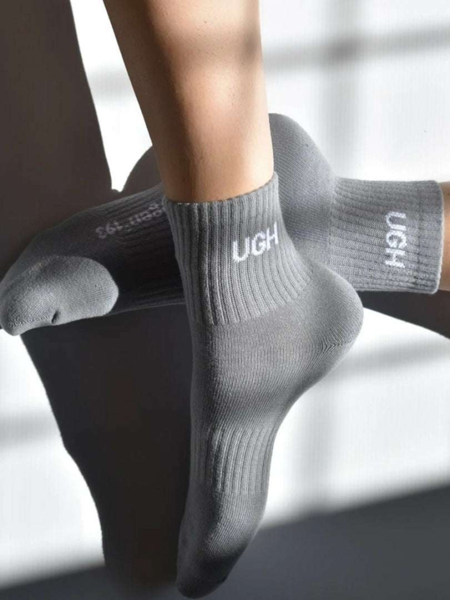 Accessories * | Soxygen Unisex Grey 'Ugh' Ankle Socks