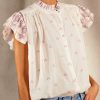 Clothing * | M.A.B.E Pink 'Mia' Floral Ruffle Blouse Clothing