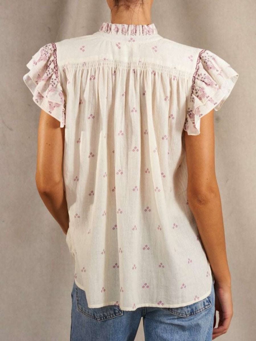 Clothing * | M.A.B.E Pink 'Mia' Floral Ruffle Blouse Clothing