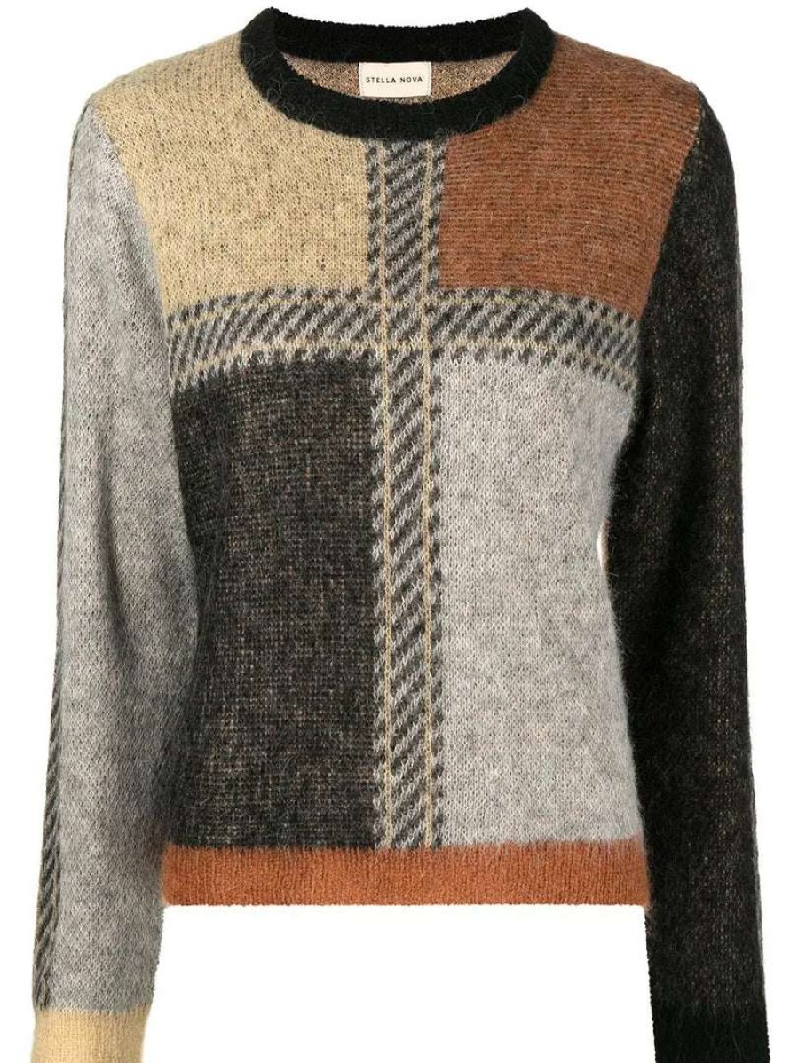 Clothing * | Stella Nova Brown 'Rima Joe' Check Sweater