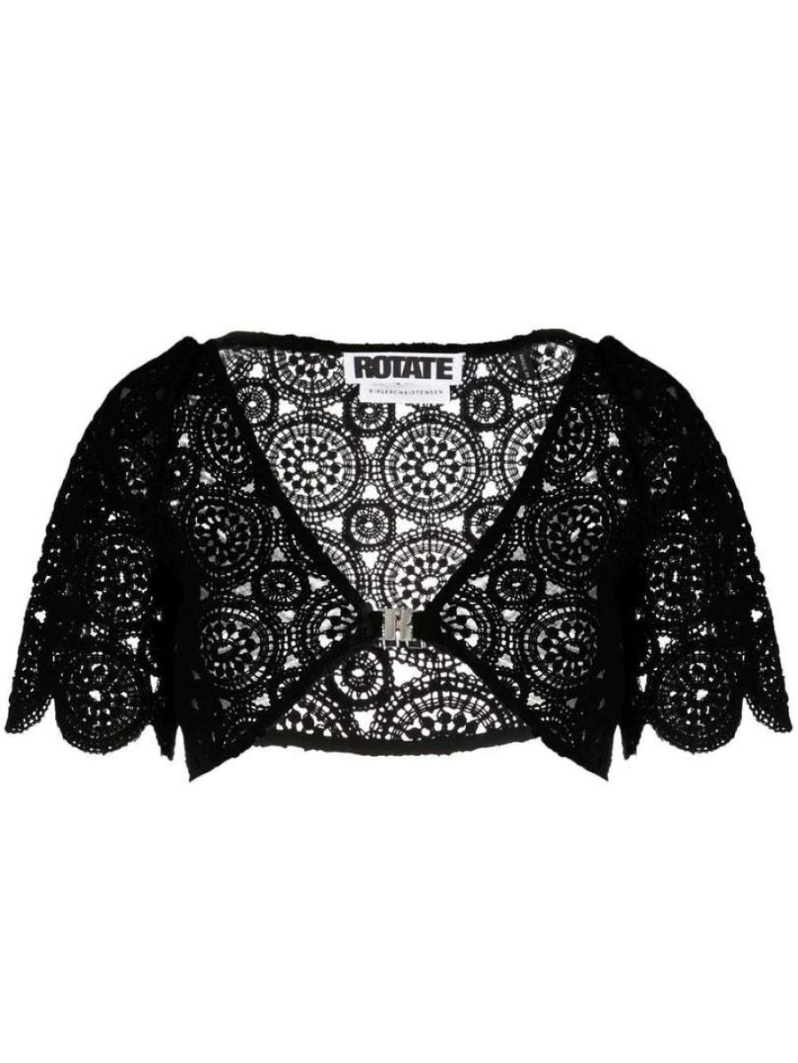 Clothing * | Rotate Black 'Milandran' Crochet Crop Top Clothing