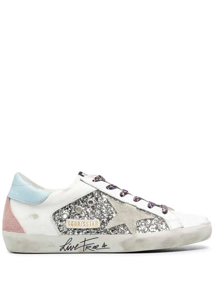 Shoes * | Golden Goose 'Leopard Lace-Up Glitter Low Top Trainers' Shoes