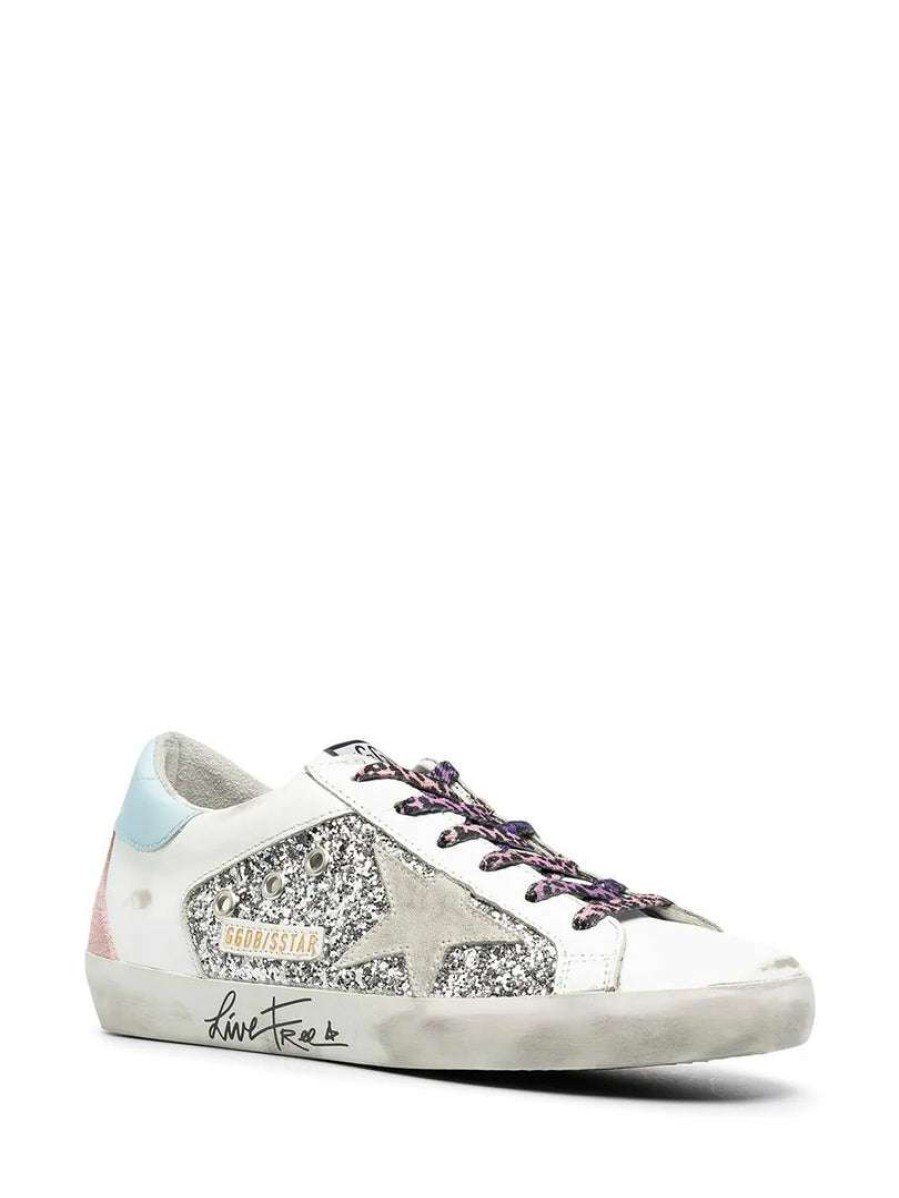 Shoes * | Golden Goose 'Leopard Lace-Up Glitter Low Top Trainers' Shoes