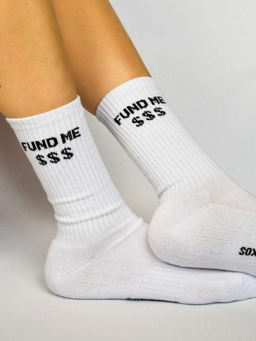 Accessories * | Soxygen Unisex White 'Fund Me' Classic Socks