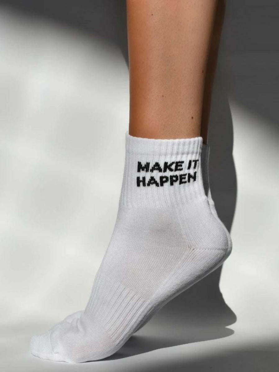 Accessories * | Soxygen Accessories Unisex White 'Make It Happen' Ankle Socks