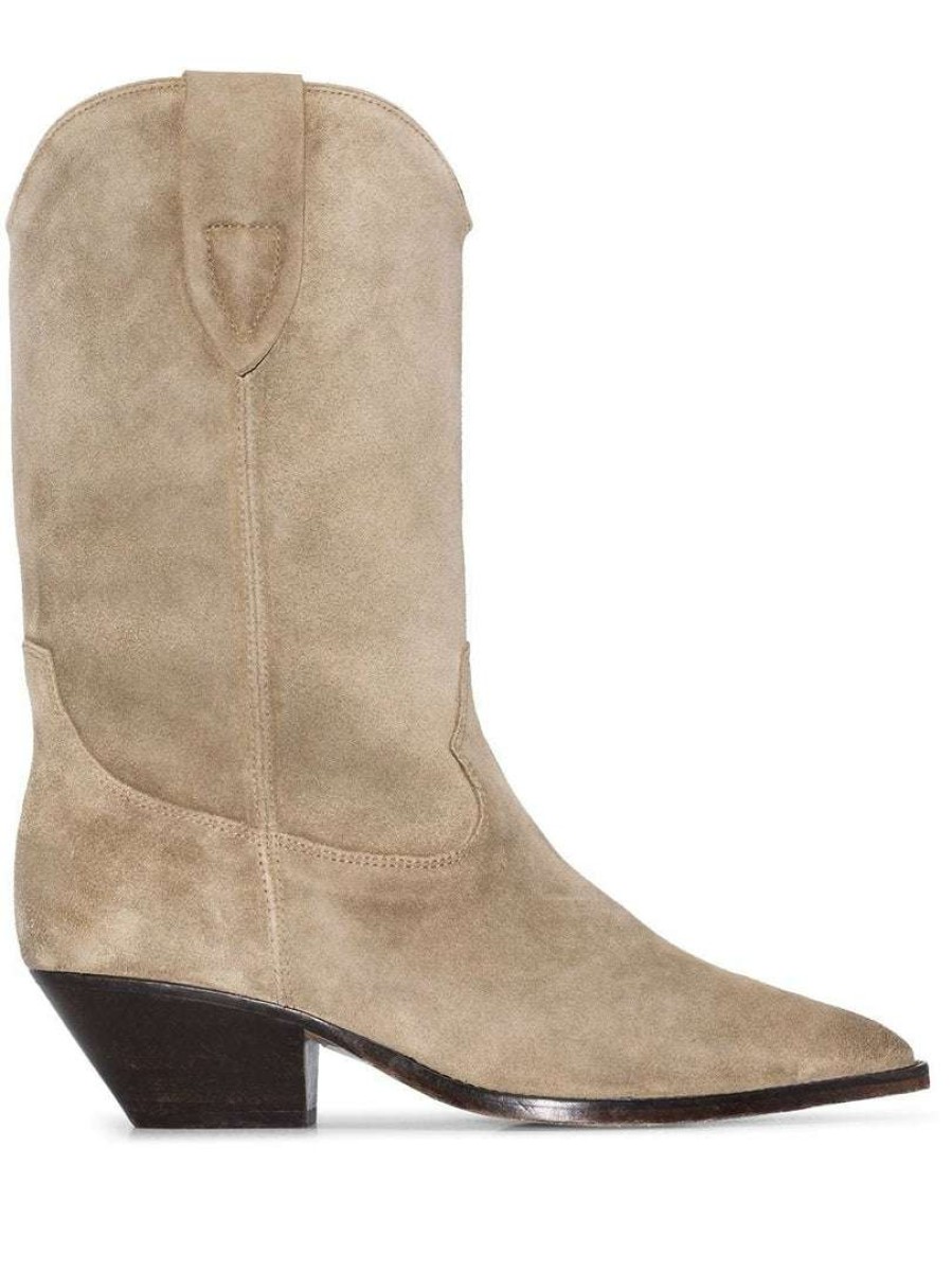 Shoes * | Isabel Marant Faded Taupe 'Duerto' Leather Boots New In