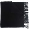 Accessories * | Moncler Black 'Fringed Horizontal Logo Patch Scarf'