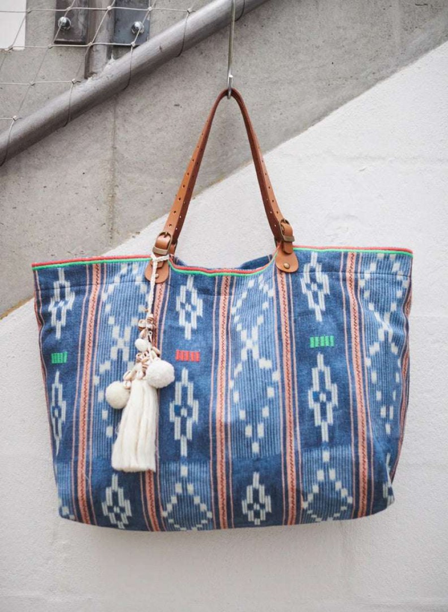 Bags * | M.A.B.E Bags Navy 'Serai' Patterned Tote Bag