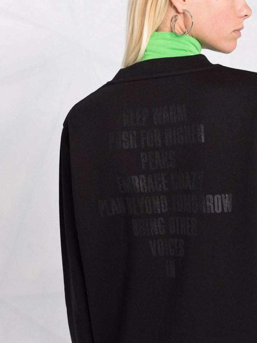 Clothing * | Moncler Black 'Back Graphic Text Sweater'