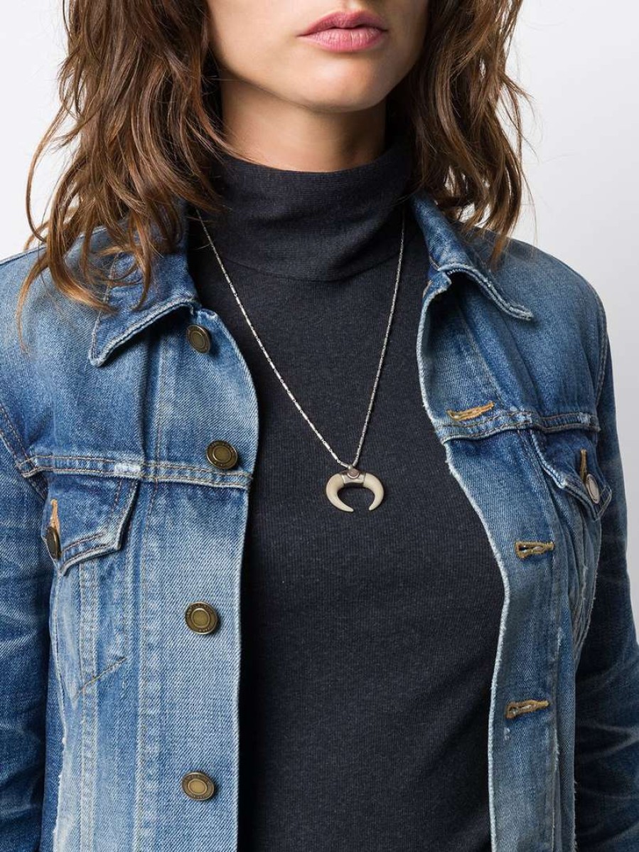 Accessories * | Isabel Marant 'Silver Horn Pendant Necklace'