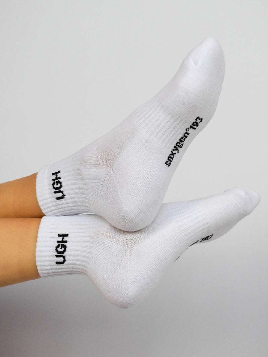 Accessories * | Soxygen Unisex White 'Ugh' Ankle Socks Accessories