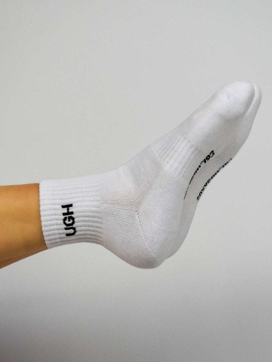 Accessories * | Soxygen Unisex White 'Ugh' Ankle Socks Accessories