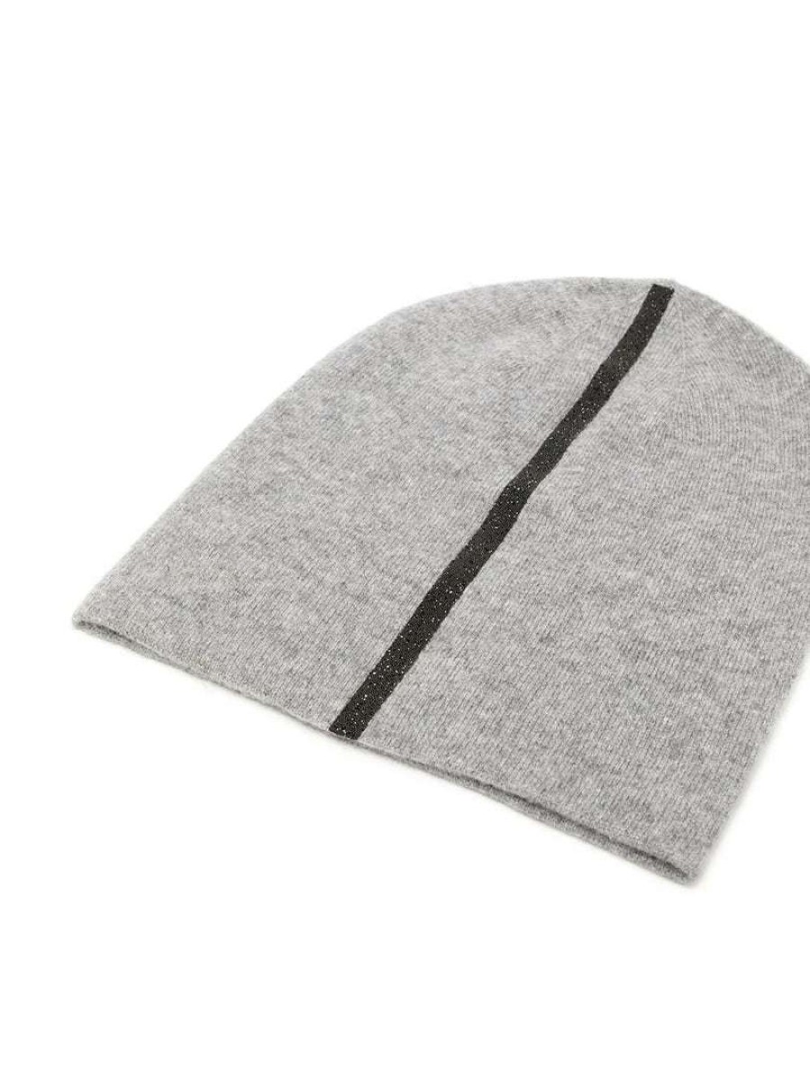 Accessories * | Warm Me Grey 'Damian Stripe Hem Hat' Accessories