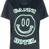 Clothing * | Ganni New In Dark Blue 'Smiley Hotel T-Shirt'