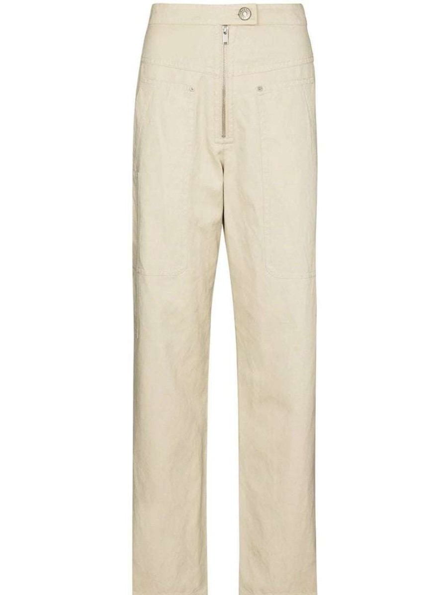 Clothing * | Isabel Marant Etoile Ecru 'Phil' High Rise Trousers