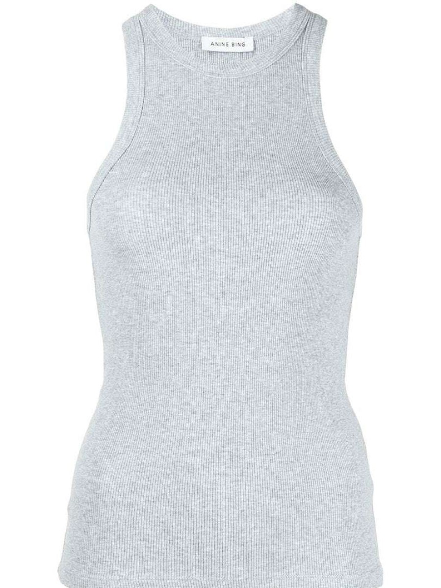 Clothing * | Anine Bing Grey 'Eva' Ribbed Tank Top