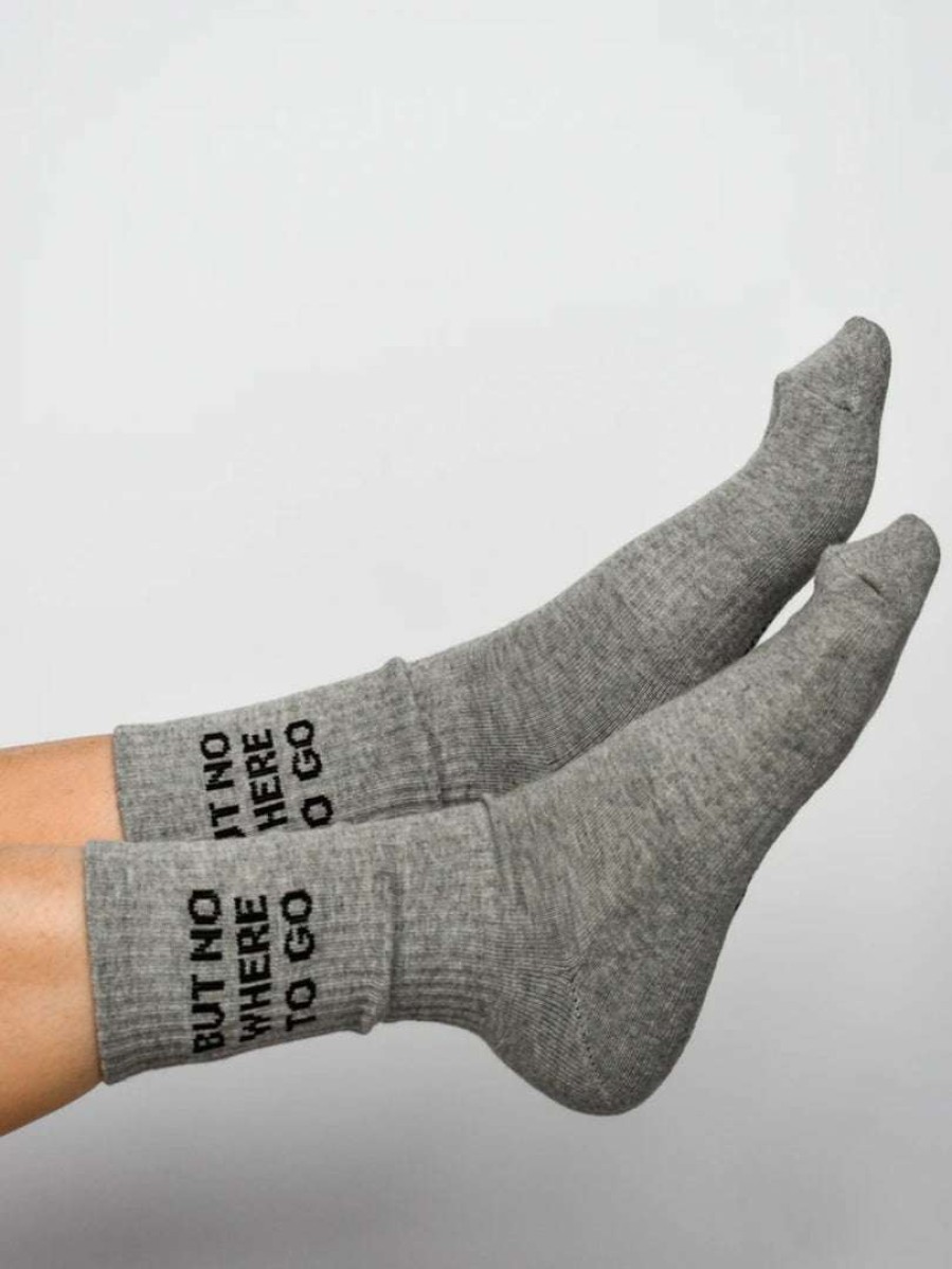 Accessories * | Soxygen Unisex Grey 'But Nowhere To Go' Classic Socks Accessories