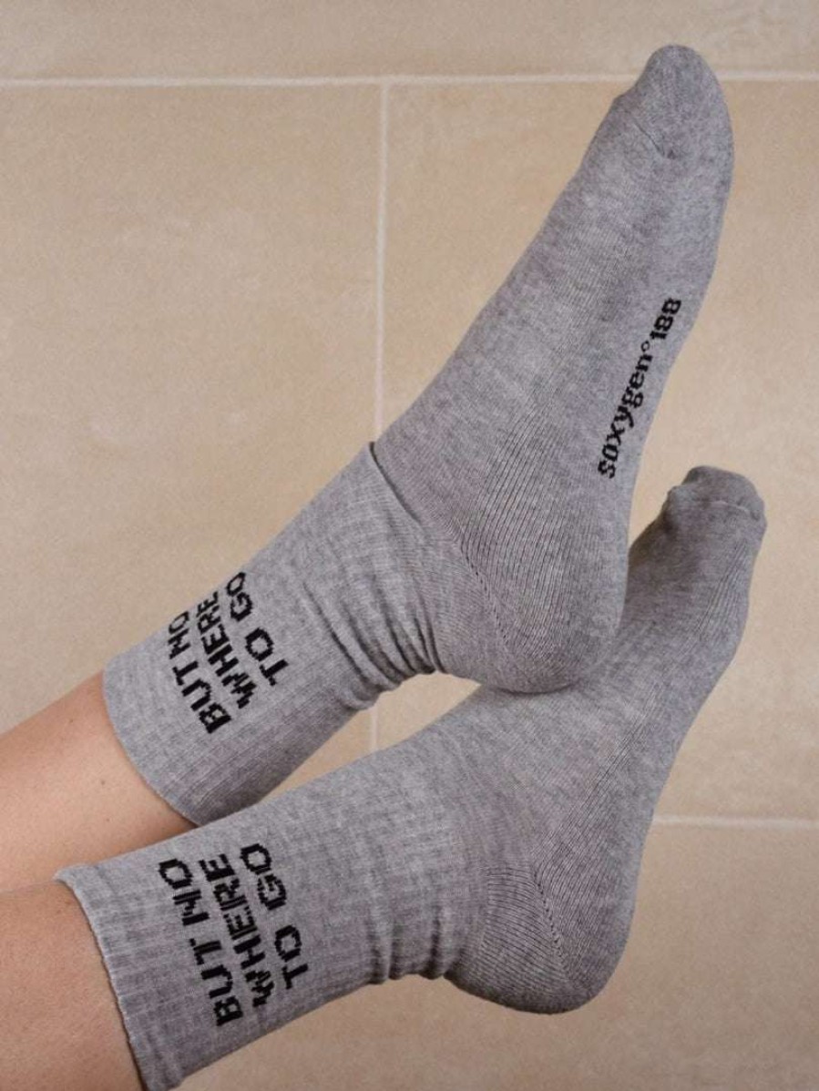 Accessories * | Soxygen Unisex Grey 'But Nowhere To Go' Classic Socks Accessories