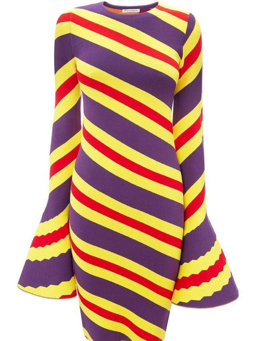 Clothing * | Jw Anderson 'Flare Sleeve Stripe Mini Dress'