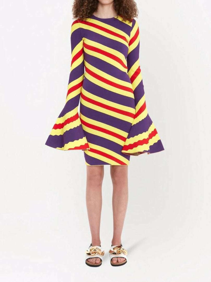 Clothing * | Jw Anderson 'Flare Sleeve Stripe Mini Dress'