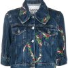 Clothing * | Ganni New In 'Floral Embroidered Cropped Denim Jacket'