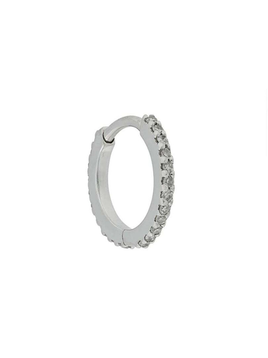 Accessories * | Maria Black Accessories 14Kt White Gold 'Rainbow Huggie' Earring