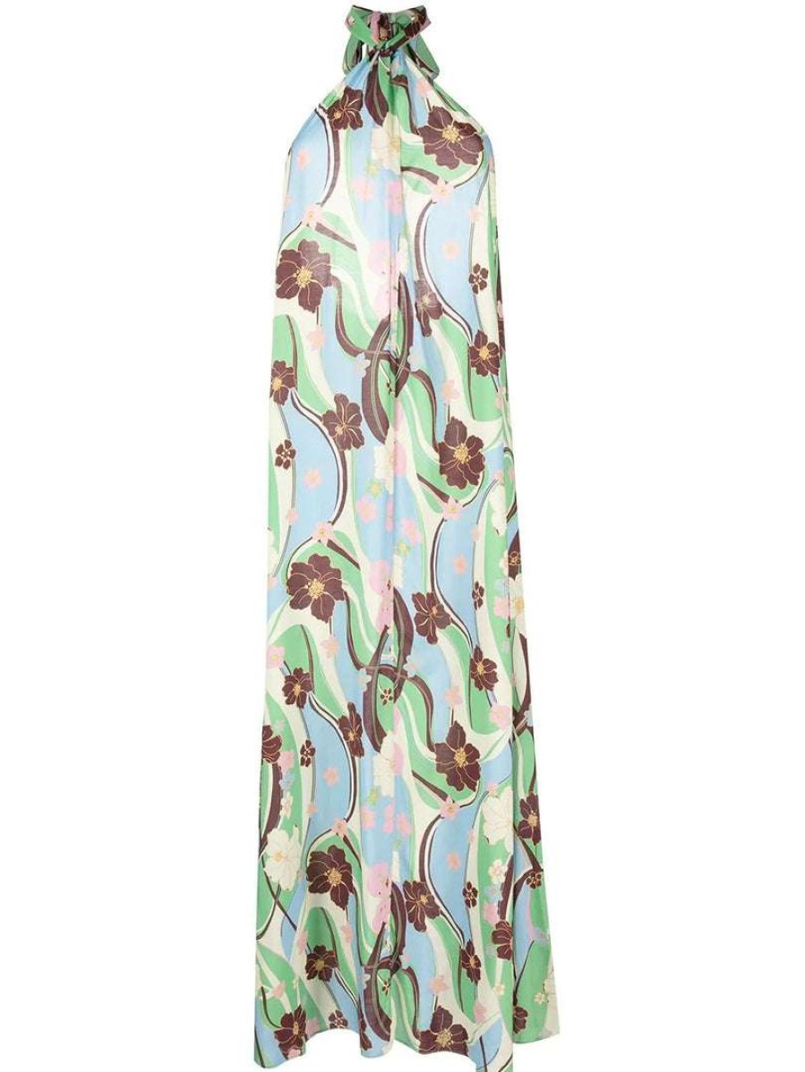 Clothing * | Rixo London 'Jordyn' Floral Wave Halterneck Maxi Dress