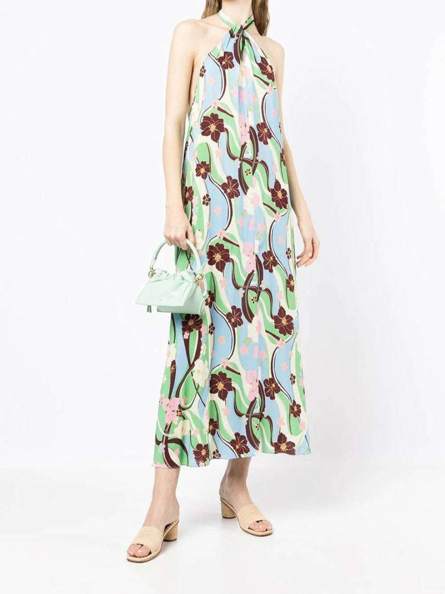 Clothing * | Rixo London 'Jordyn' Floral Wave Halterneck Maxi Dress