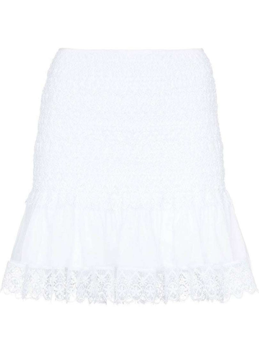 Clothing * | Charo Ruiz Clothing White 'Fleur' Lace Mini Skirt