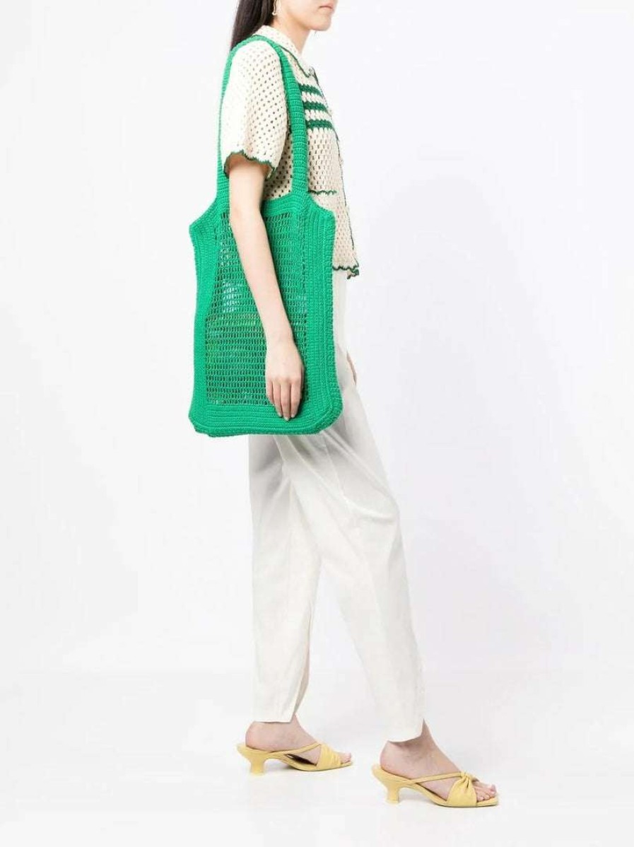 Bags * | Faithfull The Brand New In Green 'Crochet Tote Bag'